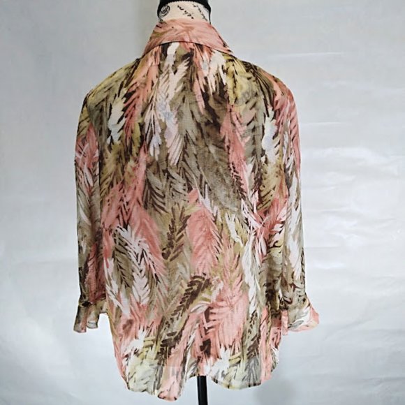 Alfred Dunner Sheer 3/4 Length Sleeve Fall Colors Size 12 - Picture 2 of 6